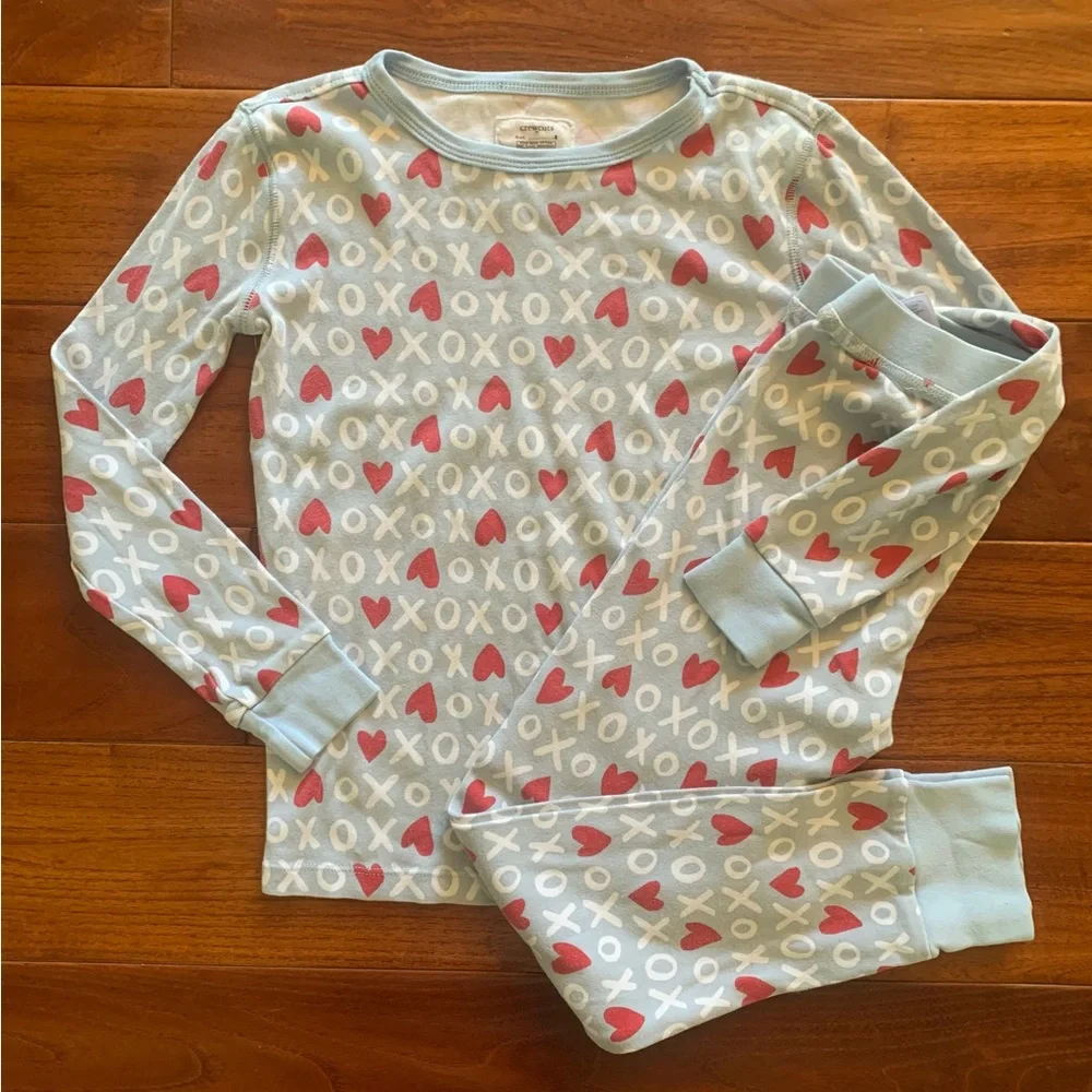 Crewcuts J.Crew Kids Pajama Sets Girls Size 8 Lot Long Sleeve 100% Cotton Hearts